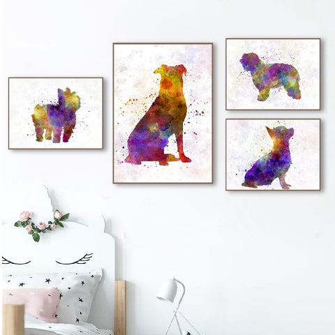Watercolor  Poster Prints Chihuahua Beauceron Art Canvas Painting