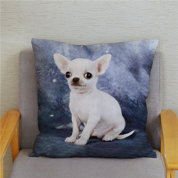 Cute MINI Chihuahua Dog Print Cushion Cover Super Soft Plush Pillow Covers 45*45 Throw Pillow Case Sofa Home Decor Pillowcase