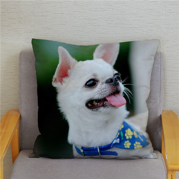 Cute MINI Chihuahua Dog Print Cushion Cover Super Soft Plush Pillow Covers 45*45 Throw Pillow Case Sofa Home Decor Pillowcase