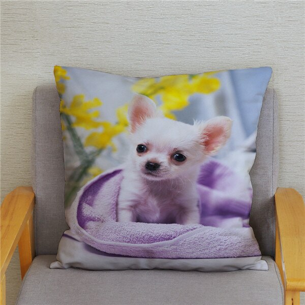 Cute MINI Chihuahua Dog Print Cushion Cover Super Soft Plush Pillow Covers 45*45 Throw Pillow Case Sofa Home Decor Pillowcase