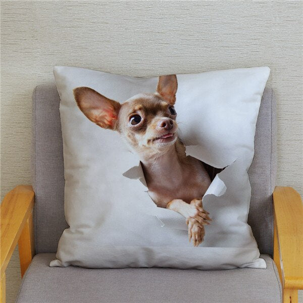 Cute MINI Chihuahua Dog Print Cushion Cover Super Soft Plush Pillow Covers 45*45 Throw Pillow Case Sofa Home Decor Pillowcase