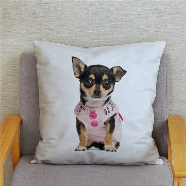 Cute MINI Chihuahua Dog Print Cushion Cover Super Soft Plush Pillow Covers 45*45 Throw Pillow Case Sofa Home Decor Pillowcase