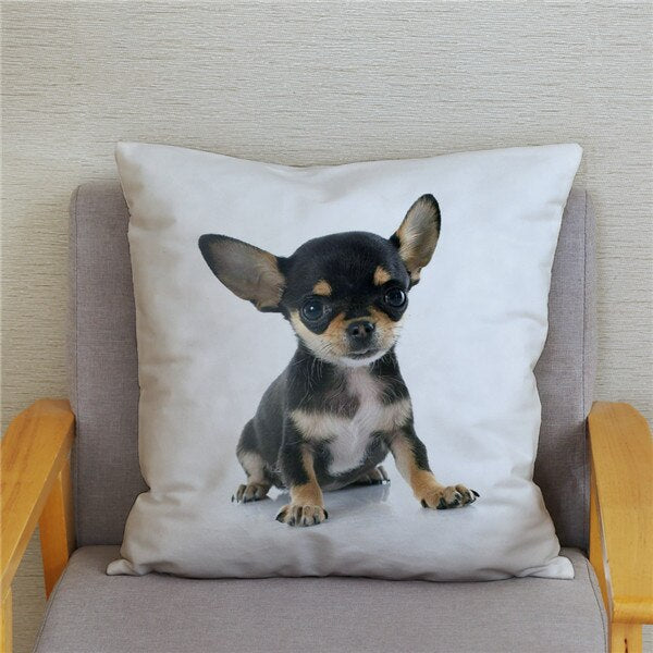 Cute MINI Chihuahua Dog Print Cushion Cover Super Soft Plush Pillow Covers 45*45 Throw Pillow Case Sofa Home Decor Pillowcase