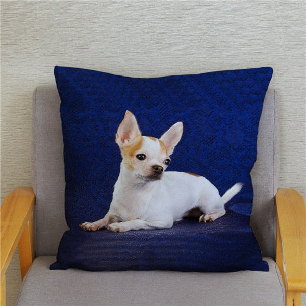 Cute MINI Chihuahua Dog Print Cushion Cover Super Soft Plush Pillow Covers 45*45 Throw Pillow Case Sofa Home Decor Pillowcase