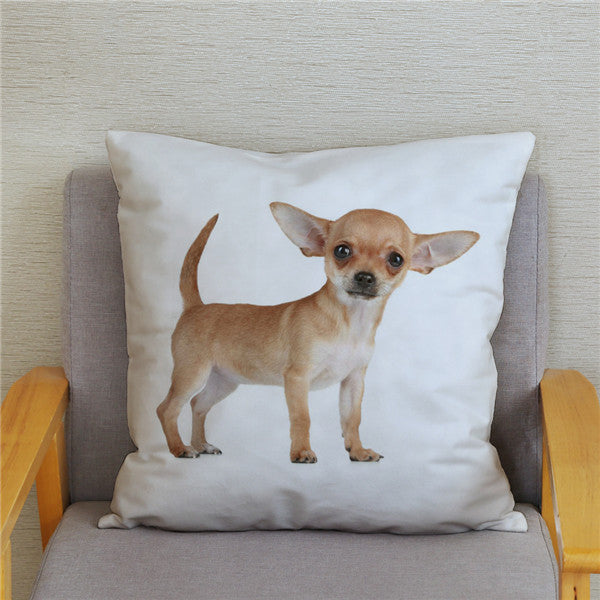 Cute MINI Chihuahua Dog Print Cushion Cover Super Soft Plush Pillow Covers 45*45 Throw Pillow Case Sofa Home Decor Pillowcase