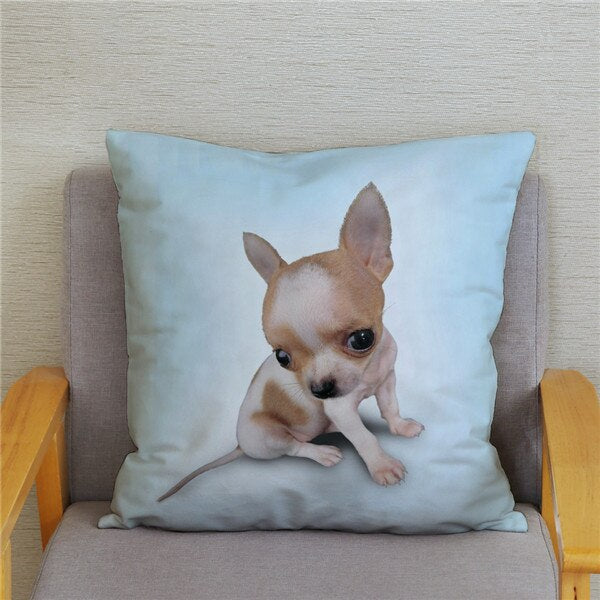 Cute MINI Chihuahua Dog Print Cushion Cover Super Soft Plush Pillow Covers 45*45 Throw Pillow Case Sofa Home Decor Pillowcase
