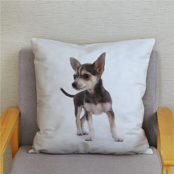 Cute MINI Chihuahua Dog Print Cushion Cover Super Soft Plush Pillow Covers 45*45 Throw Pillow Case Sofa Home Decor Pillowcase