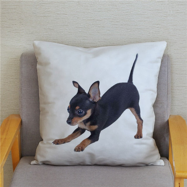 Cute MINI Chihuahua Dog Print Cushion Cover Super Soft Plush Pillow Covers 45*45 Throw Pillow Case Sofa Home Decor Pillowcase