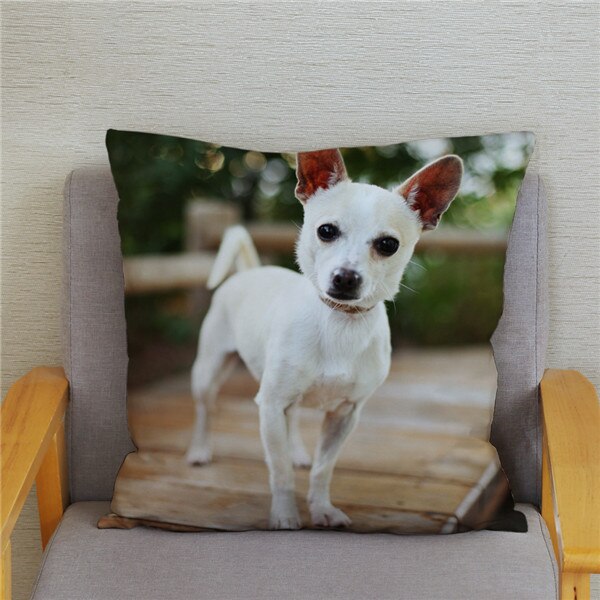 Cute MINI Chihuahua Dog Print Cushion Cover Super Soft Plush Pillow Covers 45*45 Throw Pillow Case Sofa Home Decor Pillowcase