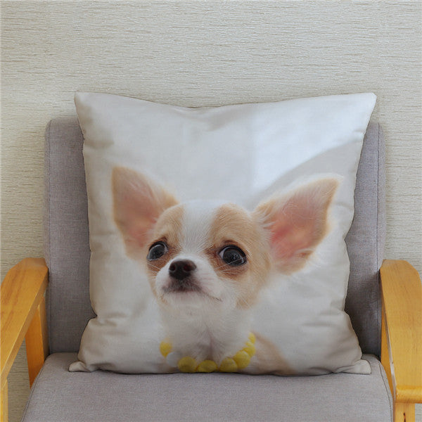 Cute MINI Chihuahua Dog Print Cushion Cover Super Soft Plush Pillow Covers 45*45 Throw Pillow Case Sofa Home Decor Pillowcase