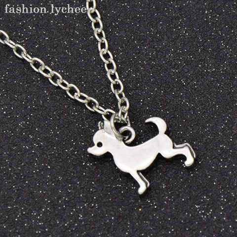 Vintage Silver Color Chihuahua Pendant Necklace Men Women Jewelry