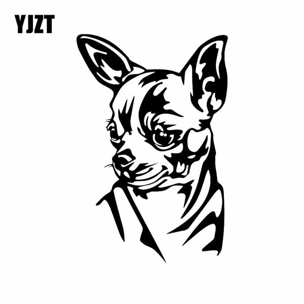 YJZT 10.8X16.3CM Intereting Chihuahua Decal Vinyl Car Stickers Windows Decor Black/Silver C24-1597