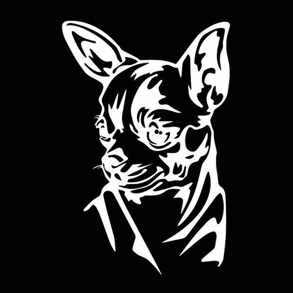 YJZT 10.8X16.3CM Intereting Chihuahua Decal Vinyl Car Stickers Windows Decor Black/Silver C24-1597