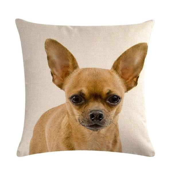 Pet Chihuahua Dog Cotton Linen Throw Pillow Case Cushion Cover Home Decor Decorative Pillows For Sofa Seat Cushion 45cm*45cm