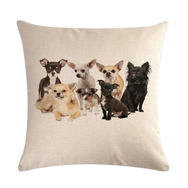 Pet Chihuahua Dog Cotton Linen Throw Pillow Case Cushion Cover Home Decor Decorative Pillows For Sofa Seat Cushion 45cm*45cm