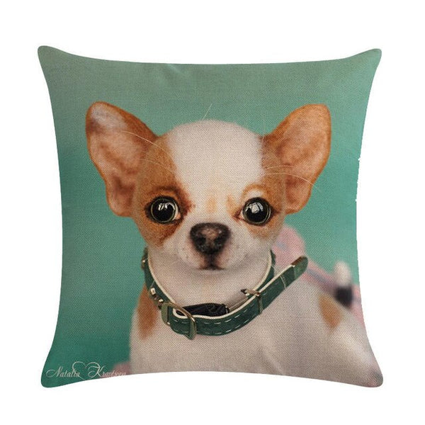 Pet Chihuahua Dog Cotton Linen Throw Pillow Case Cushion Cover Home Decor Decorative Pillows For Sofa Seat Cushion 45cm*45cm