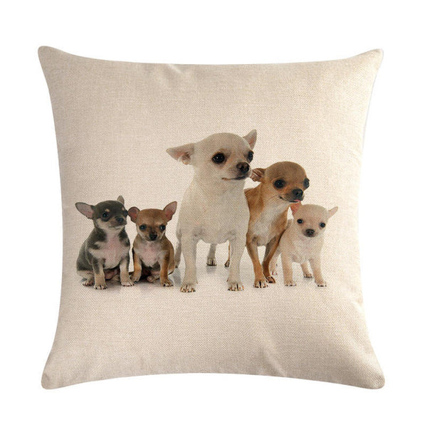 Pet Chihuahua Dog Cotton Linen Throw Pillow Case Cushion Cover Home Decor Decorative Pillows For Sofa Seat Cushion 45cm*45cm