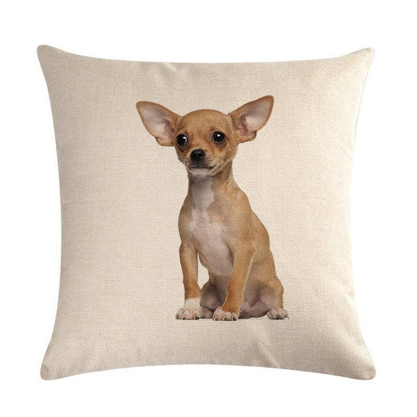Pet Chihuahua Dog Cotton Linen Throw Pillow Case Cushion Cover Home Decor Decorative Pillows For Sofa Seat Cushion 45cm*45cm