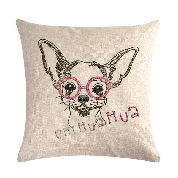 Pet Chihuahua Dog Cotton Linen Throw Pillow Case Cushion Cover Home Decor Decorative Pillows For Sofa Seat Cushion 45cm*45cm