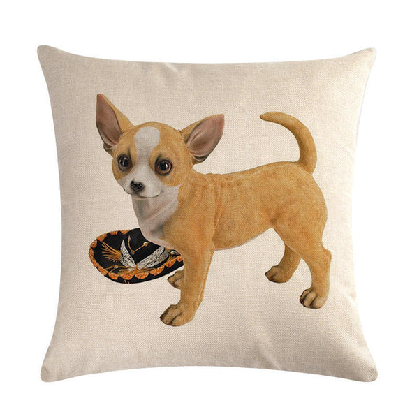 Pet Chihuahua Dog Cotton Linen Throw Pillow Case Cushion Cover Home Decor Decorative Pillows For Sofa Seat Cushion 45cm*45cm