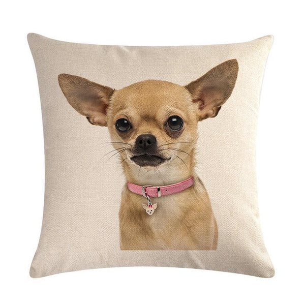 Pet Chihuahua Dog Cotton Linen Throw Pillow Case Cushion Cover Home Decor Decorative Pillows For Sofa Seat Cushion 45cm*45cm