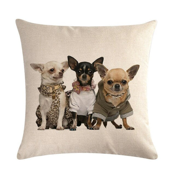 Pet Chihuahua Dog Cotton Linen Throw Pillow Case Cushion Cover Home Decor Decorative Pillows For Sofa Seat Cushion 45cm*45cm