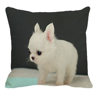 Cute Pet Dog Chihuahua Pattern Linen Pillow Case Cushion Cover Home Sofa Square Pillow Cover 45x45cm