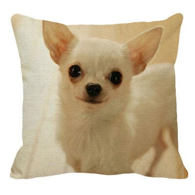 Cute Pet Dog Chihuahua Pattern Linen Pillow Case Cushion Cover Home Sofa Square Pillow Cover 45x45cm