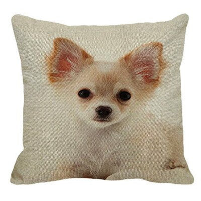 Cute Pet Dog Chihuahua Pattern Linen Pillow Case Cushion Cover Home Sofa Square Pillow Cover 45x45cm