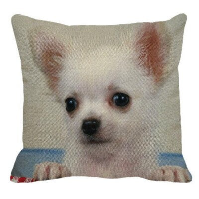 Cute Pet Dog Chihuahua Pattern Linen Pillow Case Cushion Cover Home Sofa Square Pillow Cover 45x45cm