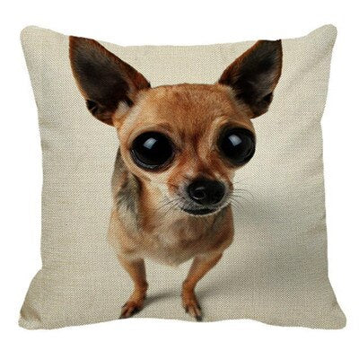 Cute Pet Dog Chihuahua Pattern Linen Pillow Case Cushion Cover Home Sofa Square Pillow Cover 45x45cm