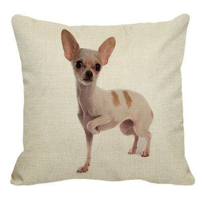 Cute Pet Dog Chihuahua Pattern Linen Pillow Case Cushion Cover Home Sofa Square Pillow Cover 45x45cm