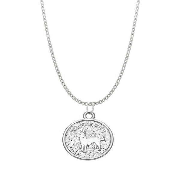 Chihuahua engraved double sided round pendant necklace