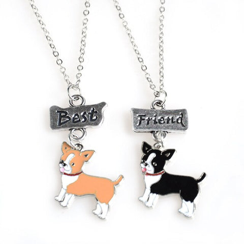 2PCS/SET jewellery chihuahua pendants Necklace for friends gift