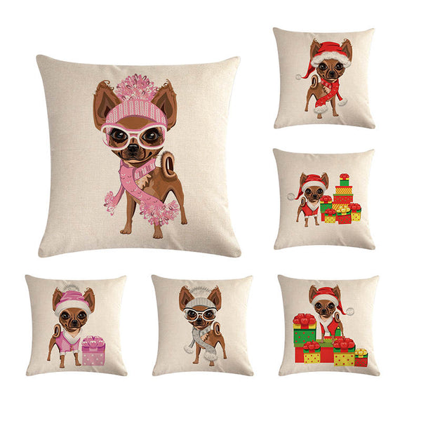 Hot Sale Cushion Cover Christmas Decorative Pillows Dog Maltese Dog Chihuahua Pillow Cover Home Bedroom Sofa Pillowcase ZY747