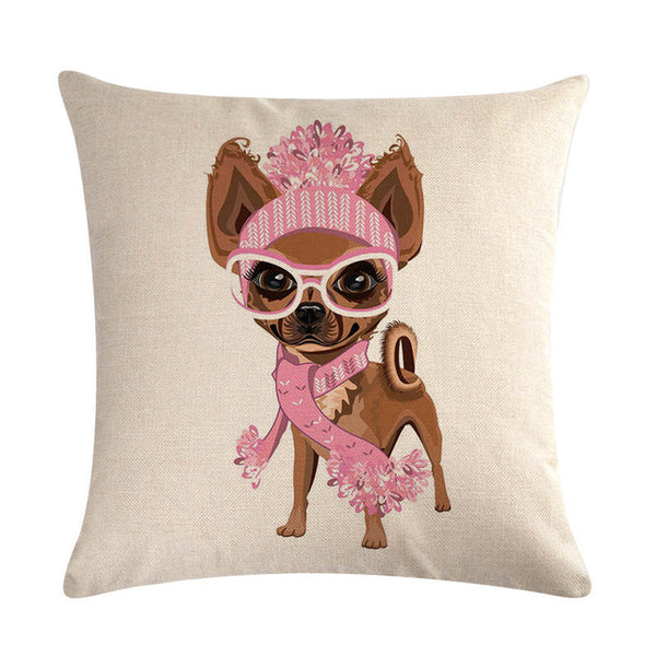 Hot Sale Cushion Cover Christmas Decorative Pillows Dog Maltese Dog Chihuahua Pillow Cover Home Bedroom Sofa Pillowcase ZY747