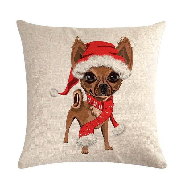 Hot Sale Cushion Cover Christmas Decorative Pillows Dog Maltese Dog Chihuahua Pillow Cover Home Bedroom Sofa Pillowcase ZY747