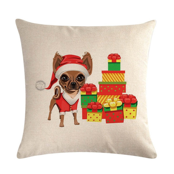 Hot Sale Cushion Cover Christmas Decorative Pillows Dog Maltese Dog Chihuahua Pillow Cover Home Bedroom Sofa Pillowcase ZY747