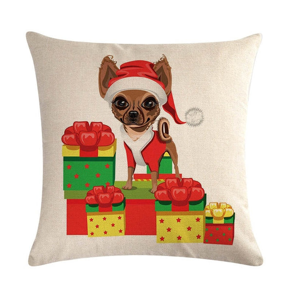 Hot Sale Cushion Cover Christmas Decorative Pillows Dog Maltese Dog Chihuahua Pillow Cover Home Bedroom Sofa Pillowcase ZY747