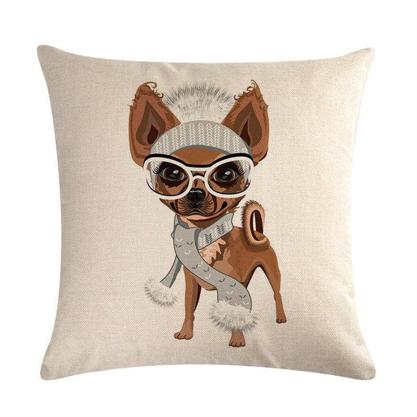 Hot Sale Cushion Cover Christmas Decorative Pillows Dog Maltese Dog Chihuahua Pillow Cover Home Bedroom Sofa Pillowcase ZY747