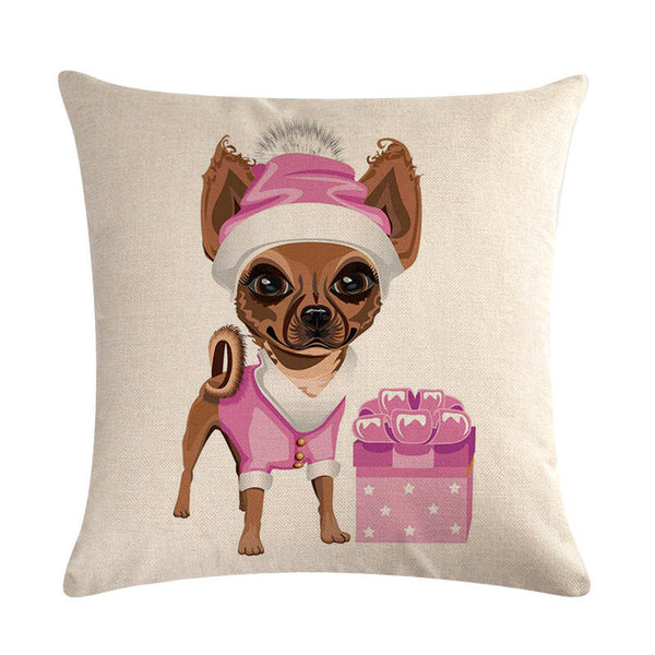 Hot Sale Cushion Cover Christmas Decorative Pillows Dog Maltese Dog Chihuahua Pillow Cover Home Bedroom Sofa Pillowcase ZY747