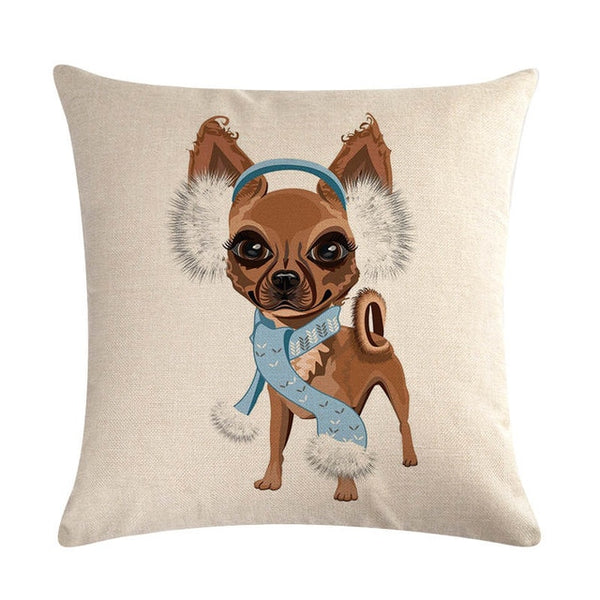 Hot Sale Cushion Cover Christmas Decorative Pillows Dog Maltese Dog Chihuahua Pillow Cover Home Bedroom Sofa Pillowcase ZY747