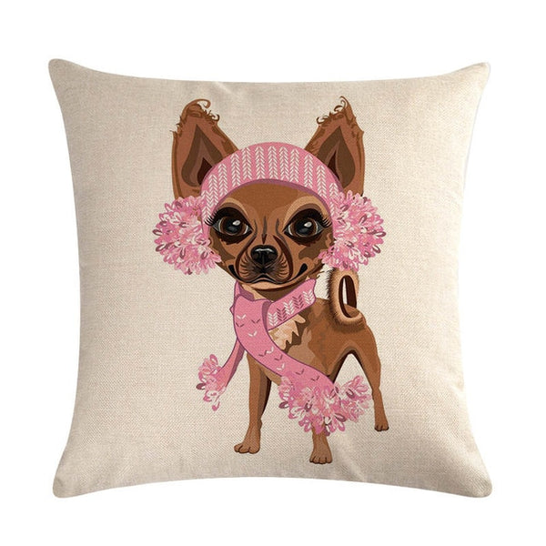 Hot Sale Cushion Cover Christmas Decorative Pillows Dog Maltese Dog Chihuahua Pillow Cover Home Bedroom Sofa Pillowcase ZY747