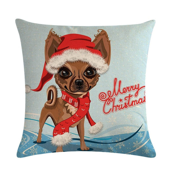 Hot Sale Cushion Cover Christmas Decorative Pillows Dog Maltese Dog Chihuahua Pillow Cover Home Bedroom Sofa Pillowcase ZY747