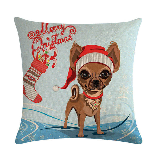 Hot Sale Cushion Cover Christmas Decorative Pillows Dog Maltese Dog Chihuahua Pillow Cover Home Bedroom Sofa Pillowcase ZY747