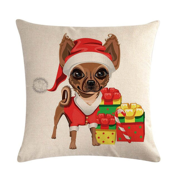 Hot Sale Cushion Cover Christmas Decorative Pillows Dog Maltese Dog Chihuahua Pillow Cover Home Bedroom Sofa Pillowcase ZY747