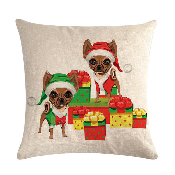 Hot Sale Cushion Cover Christmas Decorative Pillows Dog Maltese Dog Chihuahua Pillow Cover Home Bedroom Sofa Pillowcase ZY747