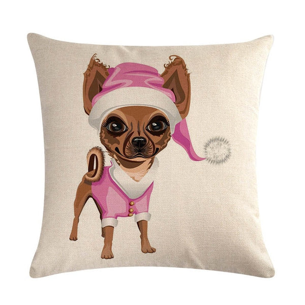 Hot Sale Cushion Cover Christmas Decorative Pillows Dog Maltese Dog Chihuahua Pillow Cover Home Bedroom Sofa Pillowcase ZY747