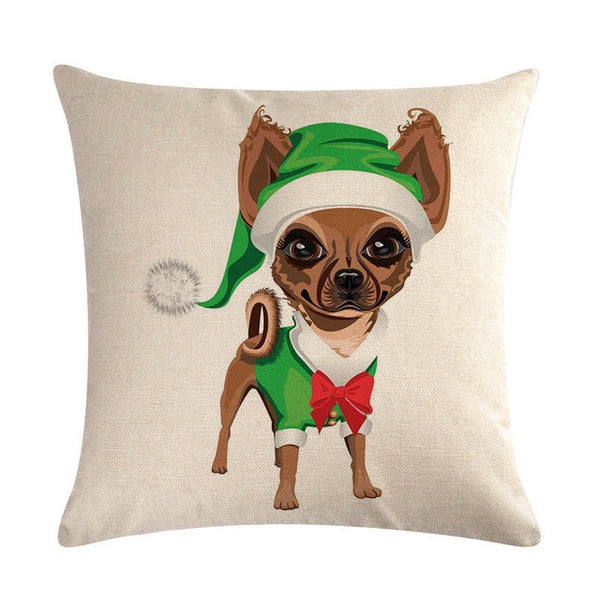 Hot Sale Cushion Cover Christmas Decorative Pillows Dog Maltese Dog Chihuahua Pillow Cover Home Bedroom Sofa Pillowcase ZY747