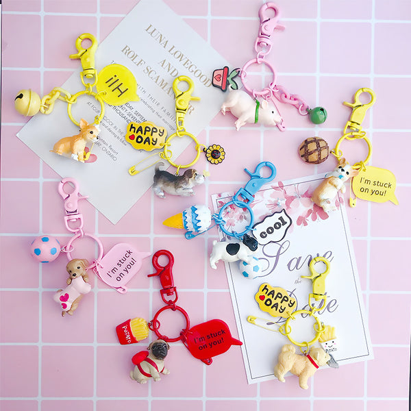 Cute  Keychain Chihuahua  Key Ring Pendant for Women Girl Bag Handbag Purse Backpack Car Ornament